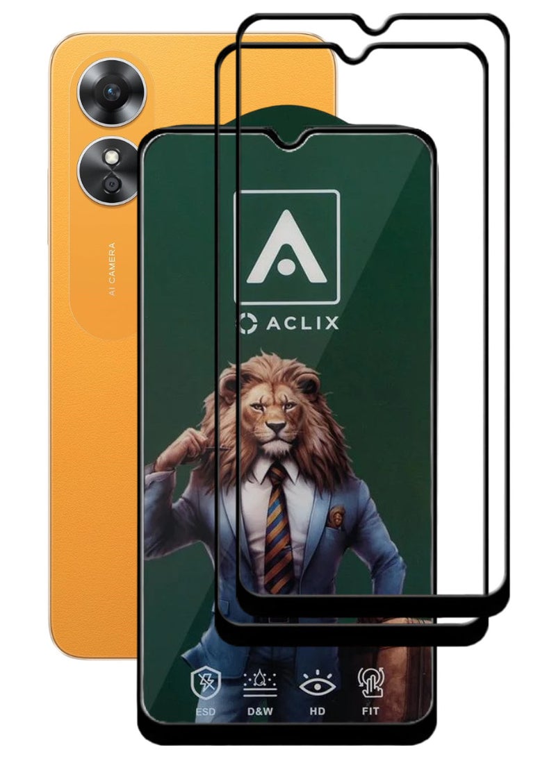ACLIX 2 Pieces Antistatic ESD Dustproof Premium Quality High Definition Tempered Glass Screen Protector Designed For Oppo A17 - Image 1