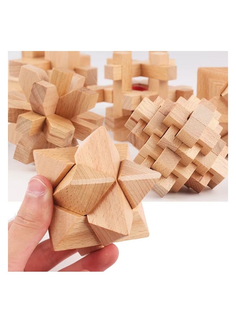 قفل كونغ مينغ خشبي من خشب الزان، قفل لوبان، مجموعة ألعاب تعليمية ذكية مكونة من 6 قطع، قفل خشبي مكون من 6 قطع - Image 5