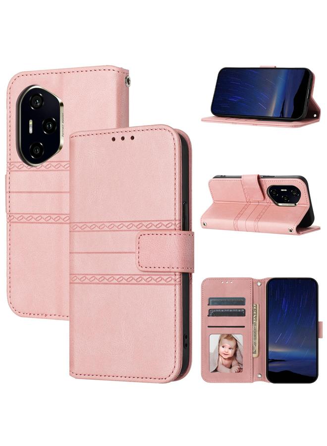 S-TOP Case For Honor 300 Pro 5G / 300 Ultra 5G Embossed Stripes Skin Feel Leather Phone Case - Image 1
