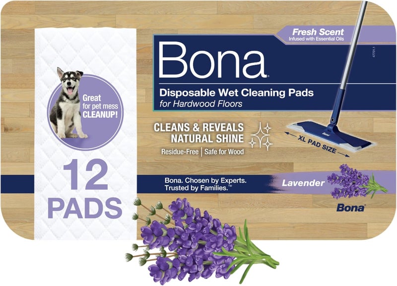 BONA ® Disposable Wet Cleaning Pads for Hardwood Floors, Lavender Scent - Image 1