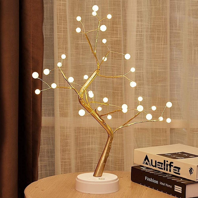 Citaaz Citaaz LED Tree Light Tabletop Bonsai Tree Lamp Artificial Tree Battery Operated for Party Wedding Holiday Christmas Decoration Pearl  - Image 5