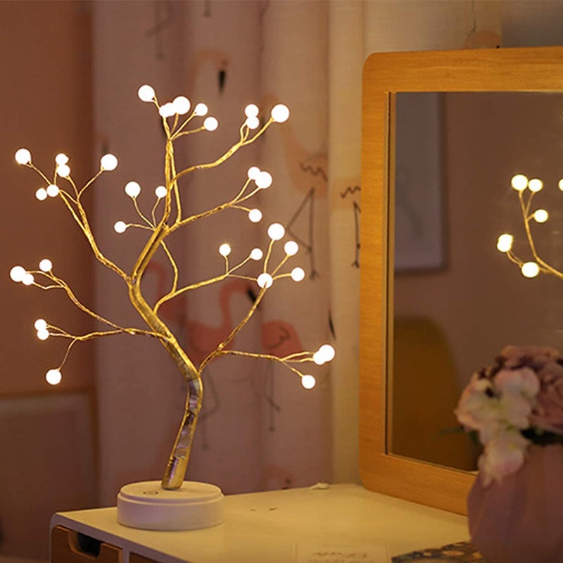 Citaaz Citaaz LED Tree Light Tabletop Bonsai Tree Lamp Artificial Tree Battery Operated for Party Wedding Holiday Christmas Decoration Pearl  - Image 3