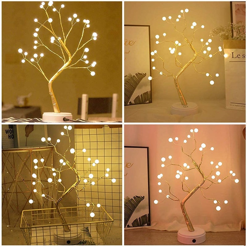 Citaaz Citaaz LED Tree Light Tabletop Bonsai Tree Lamp Artificial Tree Battery Operated for Party Wedding Holiday Christmas Decoration Pearl  - Image 4