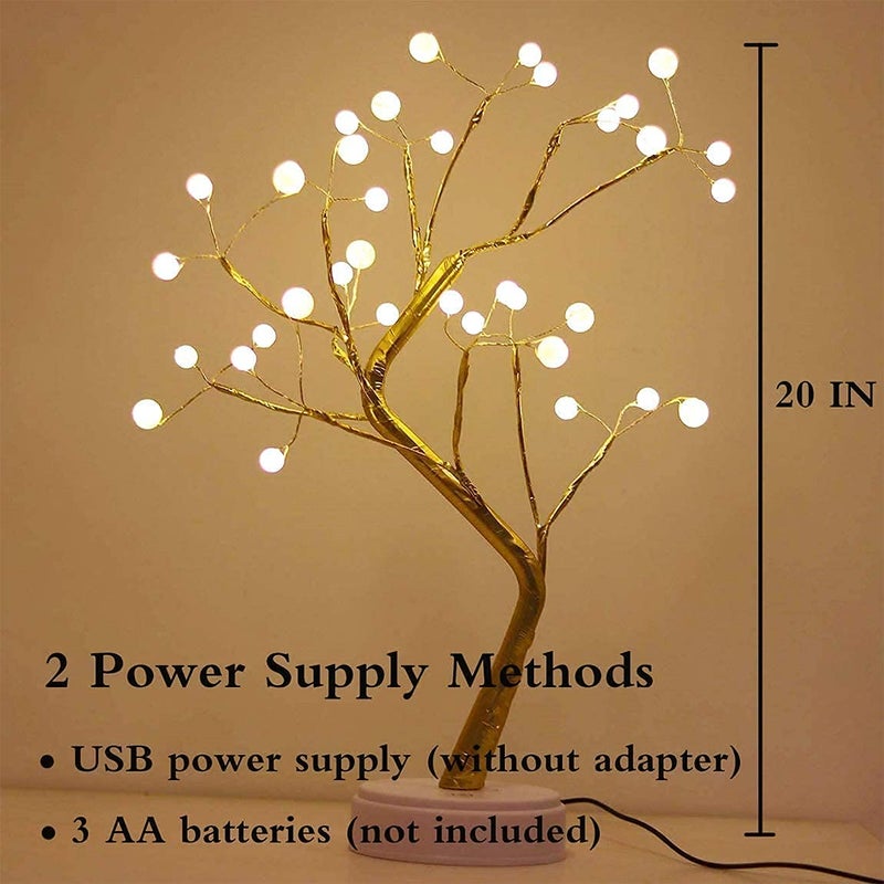Citaaz Citaaz LED Tree Light Tabletop Bonsai Tree Lamp Artificial Tree Battery Operated for Party Wedding Holiday Christmas Decoration Pearl  - Image 2