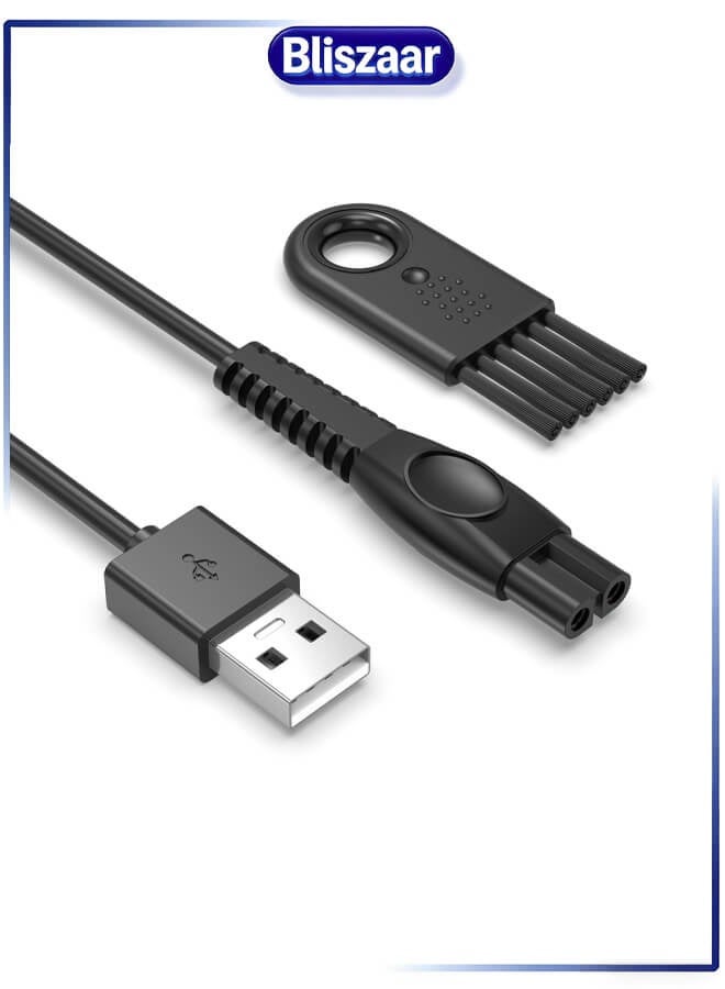 بليزار كابل شحن USB-A بقوة 5 فولت لماكينة حلاقة فيليبس، متوافق مع نوريلكو OneBlade وسلسلة 2000/3000/5000/7000/9000 للاستخدام الرطب والجاف (كابل واحد + فرشاة تنظيف) - Image 1