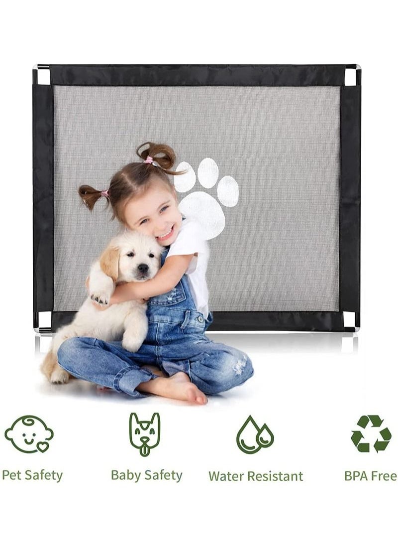 FOCOLABU - Baby Portable Mesh Folding Safety Fence Extra Wide Breathable Mesh Pet Door for House Indoor Stairs Doorway Two Installation Modes with 4 Velcro Wall Hooks and Punch Fittings Width 100cm Height 80cm - Image 1