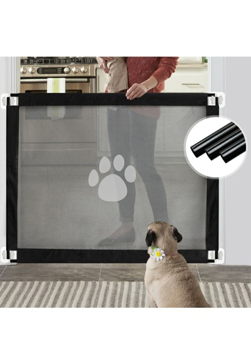 FOCOLABU - Baby Portable Mesh Folding Safety Fence Extra Wide Breathable Mesh Pet Door for House Indoor Stairs Doorway Two Installation Modes with 4 Velcro Wall Hooks and Punch Fittings Width 100cm Height 80cm - Image 1