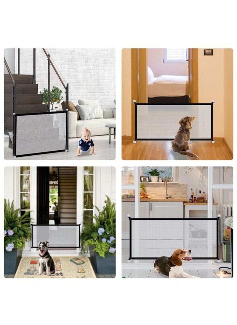 FOCOLABU - Baby Portable Mesh Folding Safety Fence Extra Wide Breathable Mesh Pet Door for House Indoor Stairs Doorway Two Installation Modes with 4 Velcro Wall Hooks and Punch Fittings Width 100cm Height 80cm - Image 1