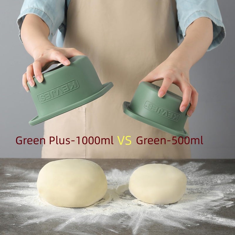 KEVJES 1000ml PLUS Individual Pizza Dough Proofing Containers with Airtight Lids â€“ Food Grade Silicone, Freezer/Fridge/Dishwasher Safe â€“ For Margherita, Pepperoni, Neapolitan Pizza â€“ 2 Pack (Green) - Image 3