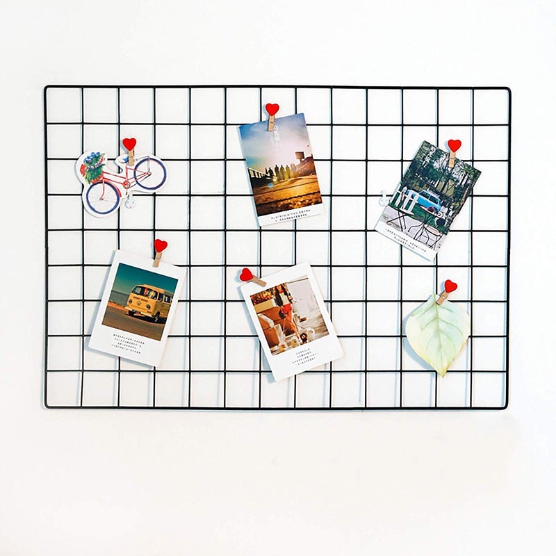 PIKIFY DIY Steel Grid Photo Frame for Wall [45 * 65cm-Black] Clip Holder Photo Frame,Multi Functional Creative Mesh Wall Grid-(Black) Rectangular - Image 1