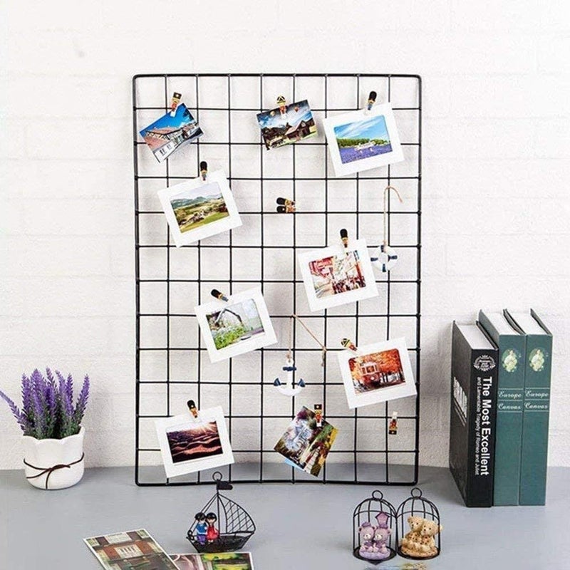 PIKIFY DIY Steel Grid Photo Frame for Wall [45 * 65cm-Black] Clip Holder Photo Frame,Multi Functional Creative Mesh Wall Grid-(Black) Rectangular - Image 3