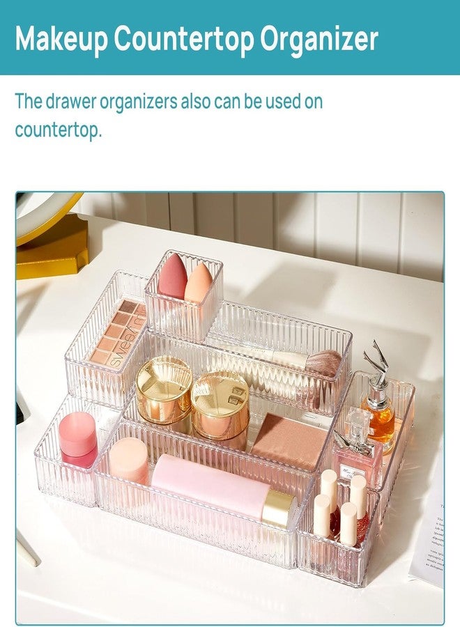 INOVERA (LABEL) Plastic 7 Pieces Stackable Makeup Cosmetics Drawer Organizer Tray - Cosmetic Containers Box for Dressing Table (Transparent) - Image 5