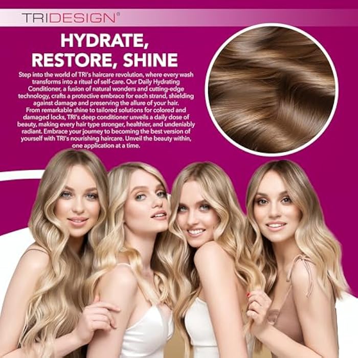 TRIDESIGN Hair Conditioner for Women or Extra Moisturizing Conditioner for Dry Hair, Hair Care Restoration for Colored Hair, Adds Luminous Volume, Hydration, Strong & Healthy Hair, 33.8 Fluid Oz - Image 3