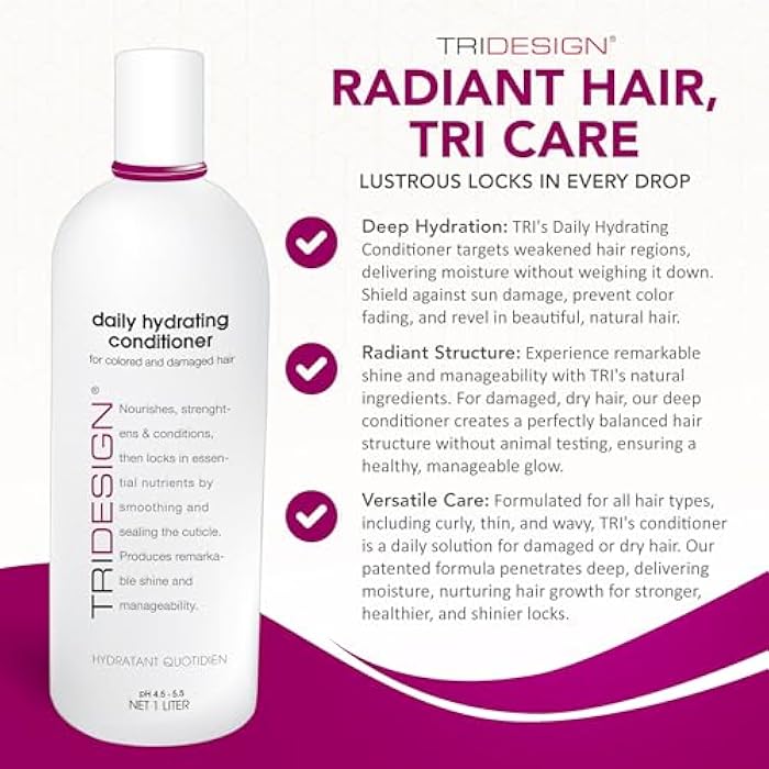 TRIDESIGN Hair Conditioner for Women or Extra Moisturizing Conditioner for Dry Hair, Hair Care Restoration for Colored Hair, Adds Luminous Volume, Hydration, Strong & Healthy Hair, 33.8 Fluid Oz - Image 2