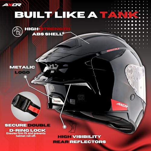 AXOR Brutale Solid Colors Dual Spoiler Helmet – Aerodynamic Full Face Design | Certified (ISI, DOT, ECE) | Premium Safety & Comfort- Black, Size:S - Image 4