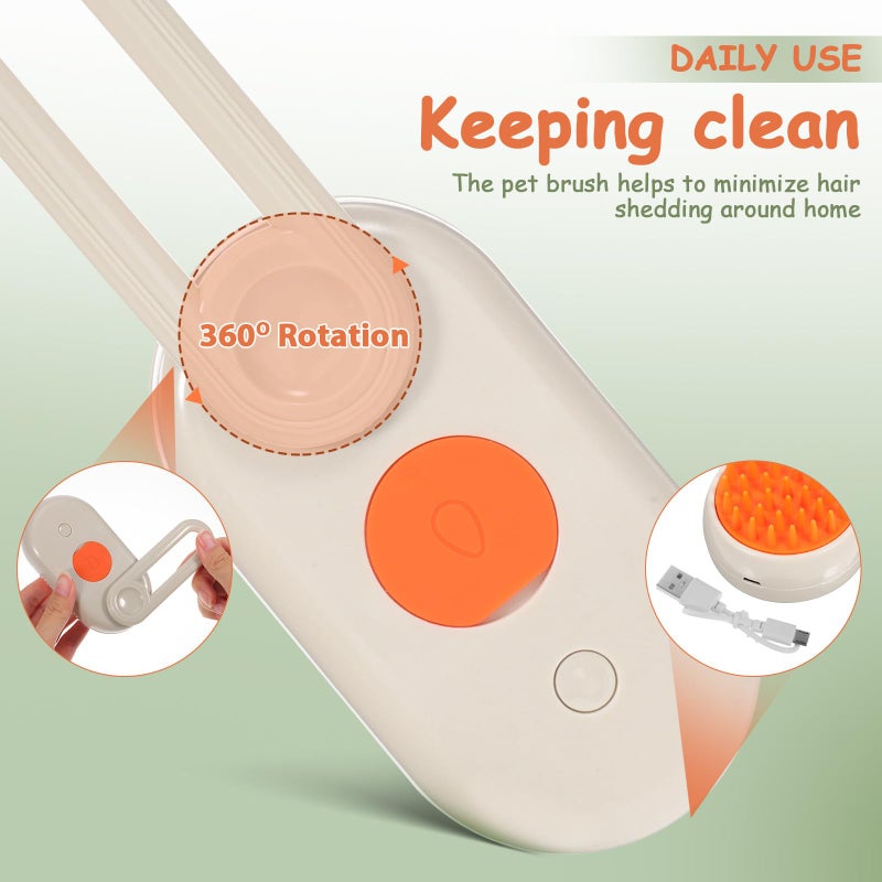 Rotating Handle Pet Brush with Spray for Long Haired Dogs and Cats Grooming Comb for Shedding Control Static Reduction and Massage - Image 4