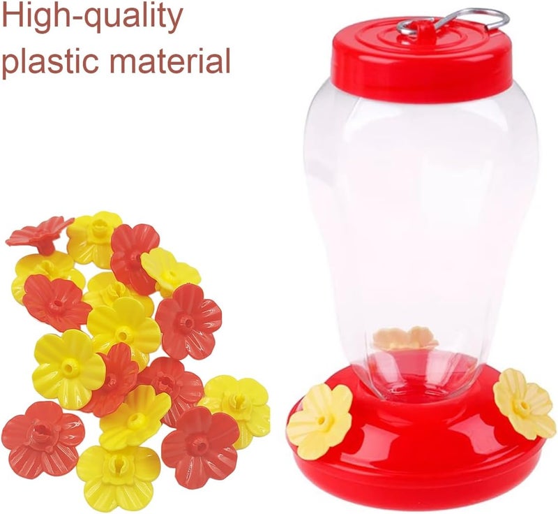IOUALEY 20 Pack Hummingbird Feeders Replacement Flowers with 5 Pcs Cleaning Brush, Decorative Flower Bird Feeder Replacement Parts Feeding Ports Hummingbird Feeders for Outdoors Hanging Feeder, Red and Yellow - Image 3