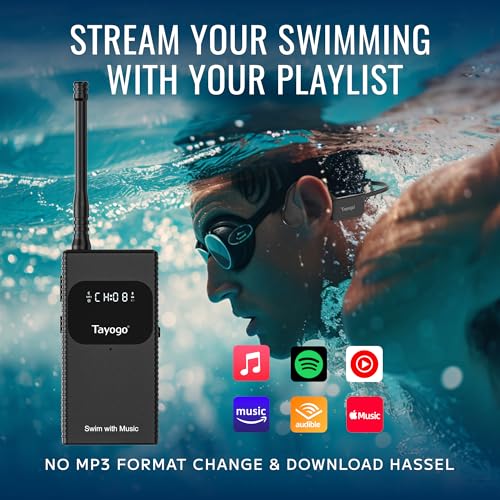 Tayogo Swimming Headphones, Waterproof Bone Conduction Headsets, Swim Coach Communicator, Waterproof Headphones for Spotify, Amazon Music, YouTube, Stream with Your Swimming, NO MP3 Download - Image 3