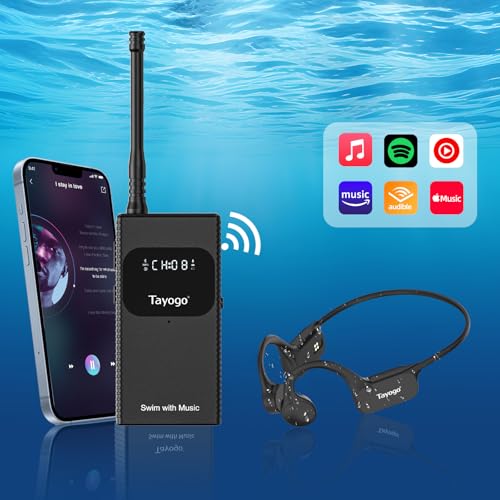 Tayogo Swimming Headphones, Waterproof Bone Conduction Headsets, Swim Coach Communicator, Waterproof Headphones for Spotify, Amazon Music, YouTube, Stream with Your Swimming, NO MP3 Download - Image 2