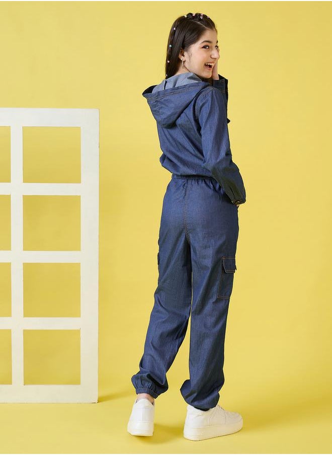 Stylo Bug Solid Hooded Long Sleeve Top with Pants Set by Styli  - Image 4