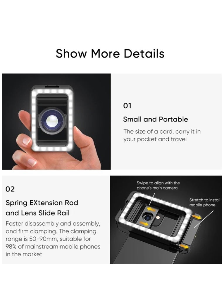 APEXEL 4K HD 100mm Macro Lens With LED Fill Light Set for Smartphones