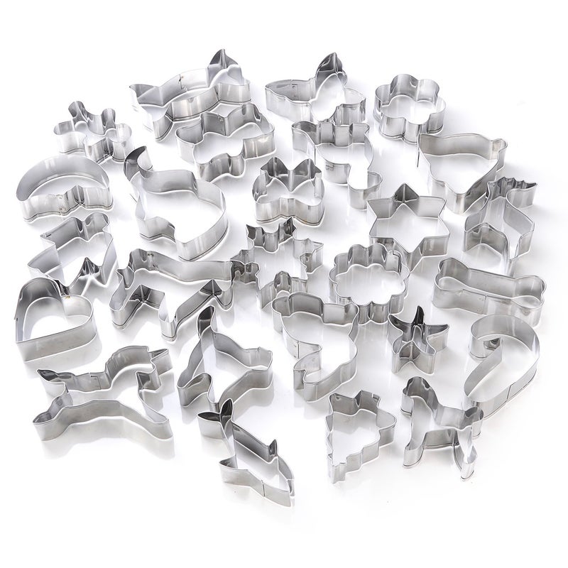 GWHOLE 26 Pcs Cookie Cutter Set  Mini Animal Unicorn Classic Shape Cookie Cutters for Kids Christmas Winter Holiday - Image 1