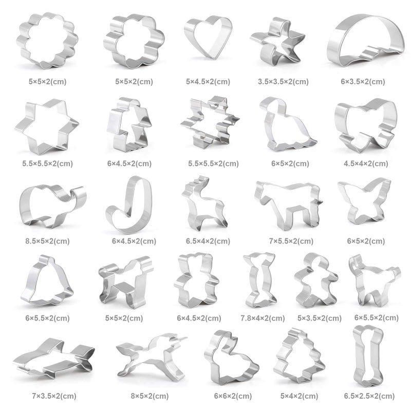 GWHOLE 26 Pcs Cookie Cutter Set  Mini Animal Unicorn Classic Shape Cookie Cutters for Kids Christmas Winter Holiday - Image 2