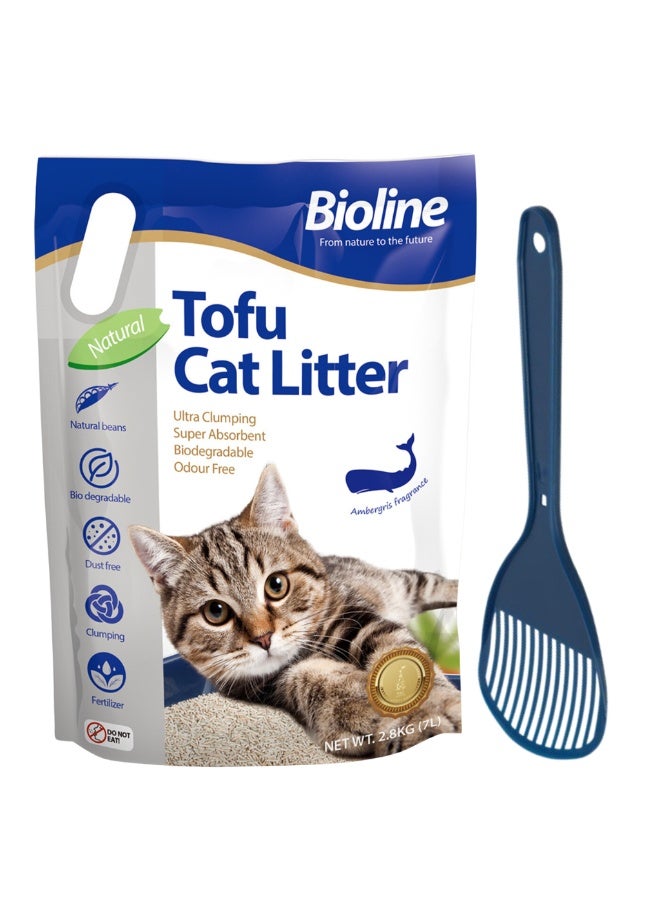 Combo Offer-Bioline Tofu Cat Litter 7L - Ambergris Fragrance+Moderna Cat Litter Scoop