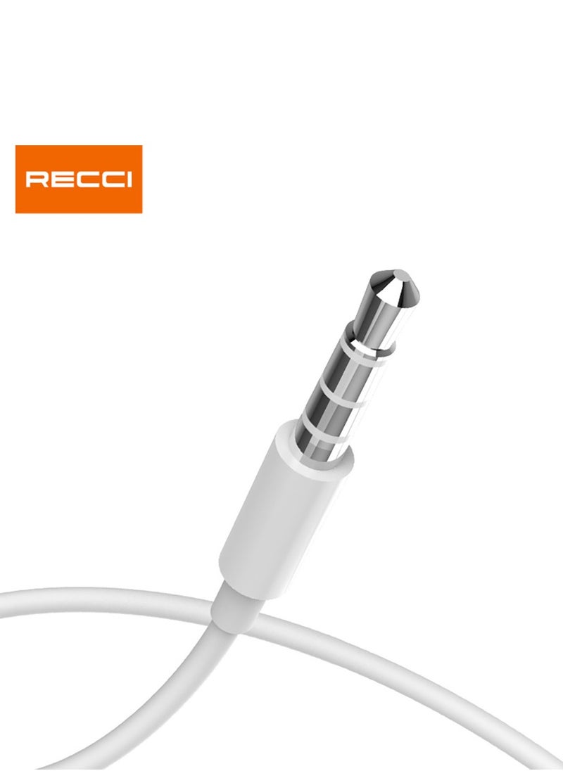 Recci Wired Earphones with HD Sound Quality，Ergonomic Comfort, 14mm Dynamic Speaker, Three-Button Mic Control, Comfort Fit, Universal 3.5mm Jack (White)  - Image 5