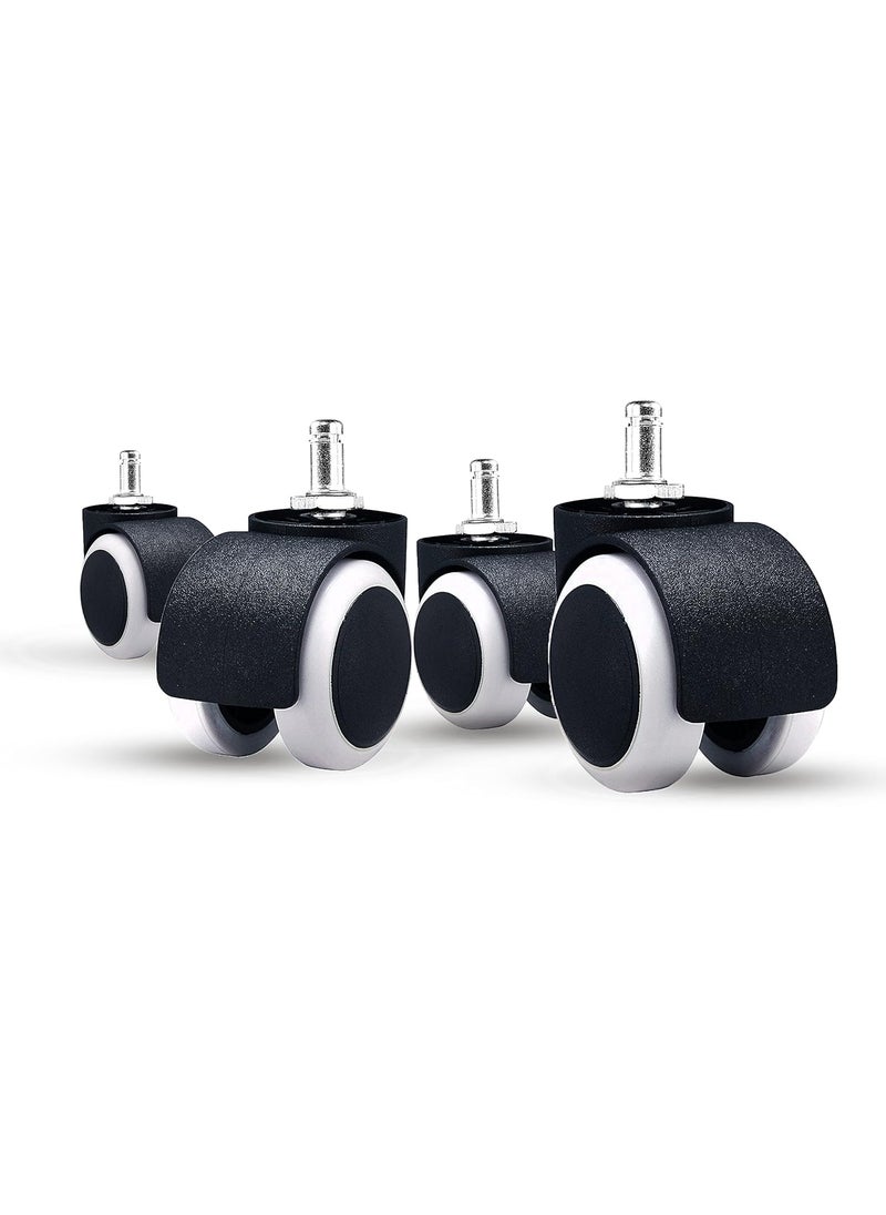 Rose Rose Twin Caster Wheels for Office ChairsFurniture Set of 5 Black White  - Image 1