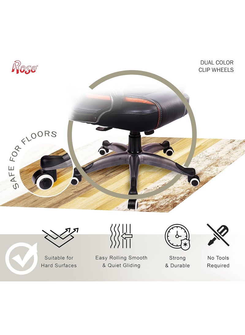 Rose Rose Twin Caster Wheels for Office ChairsFurniture Set of 5 Black White  - Image 2