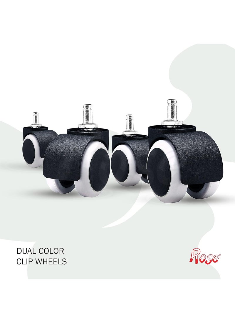 Rose Rose Twin Caster Wheels for Office ChairsFurniture Set of 5 Black White  - Image 4
