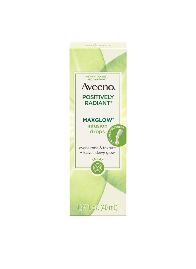 Aveeno - Positively Radiant MaxGlow Infusion Drops with Moisture Rich Soy & Kiwi Complex, Hypoallergenic, Non-Comedogenic, Paraben- & Phthalate-Free Moisturizing Facial Serum, 1.35 fl. oz - Image 1