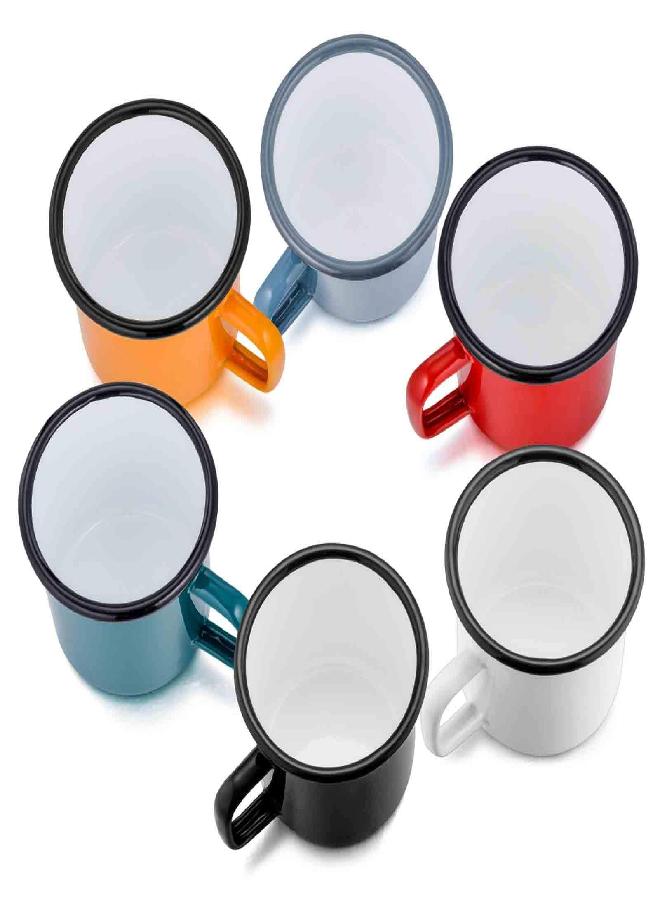 TeamFar Coffee Mug, 12 oz Tea Enamel Mug Camp Drinking Cups, White/Blue/Green/Black/Red/Yellow Vintage for Indoors and Outdoors, Non Toxic & Portable, Attractive Color & Classic Design - Set of 6 - Image 2