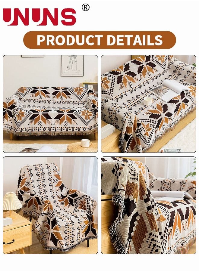 Sofa Throw Blanket,Bohemian Geometric Tassel Woven Sofa Blanket For Bedroom Recliner,Moisture Proof Picnic Mat For Outdoor,130x180cm
