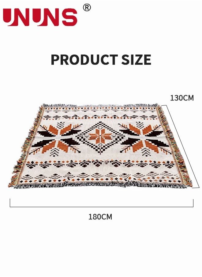 Sofa Throw Blanket,Bohemian Geometric Tassel Woven Sofa Blanket For Bedroom Recliner,Moisture Proof Picnic Mat For Outdoor,130x180cm