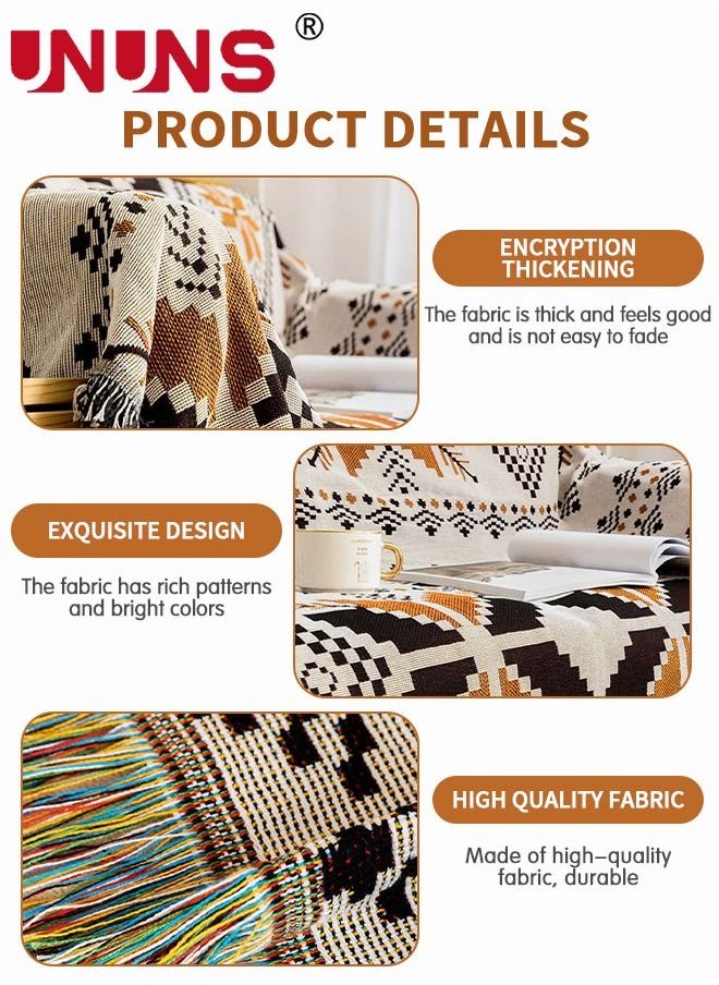 Sofa Throw Blanket,Bohemian Geometric Tassel Woven Sofa Blanket For Bedroom Recliner,Moisture Proof Picnic Mat For Outdoor,130x180cm