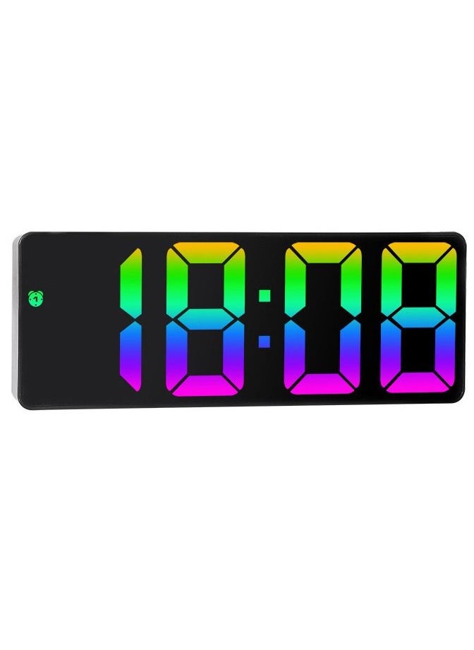 Furtey - LED Digital Display Electronic Clock Bedside Desk Alarm Clock Simple Fashion Colorful Large Screen Clock With Eemperature Display for Home Bedroom Office - Image 1