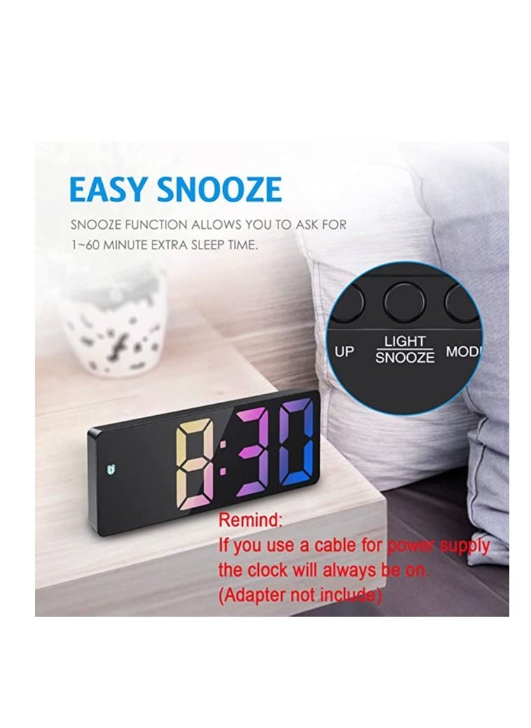 Furtey - LED Digital Display Electronic Clock Bedside Desk Alarm Clock Simple Fashion Colorful Large Screen Clock With Eemperature Display for Home Bedroom Office - Image 1