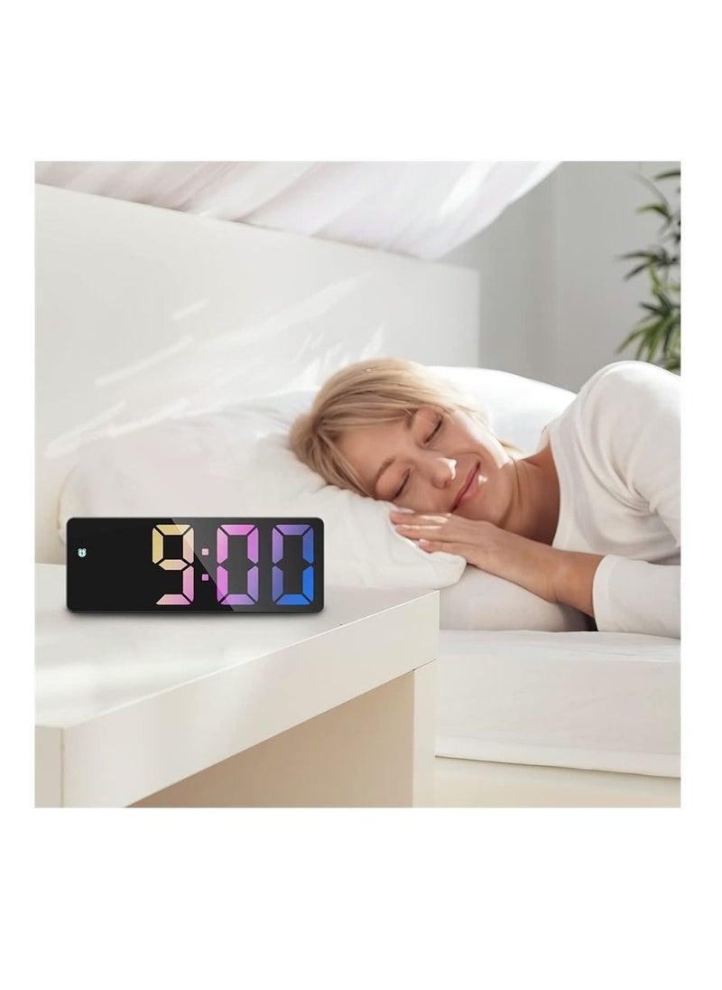 Furtey - LED Digital Display Electronic Clock Bedside Desk Alarm Clock Simple Fashion Colorful Large Screen Clock With Eemperature Display for Home Bedroom Office - Image 1