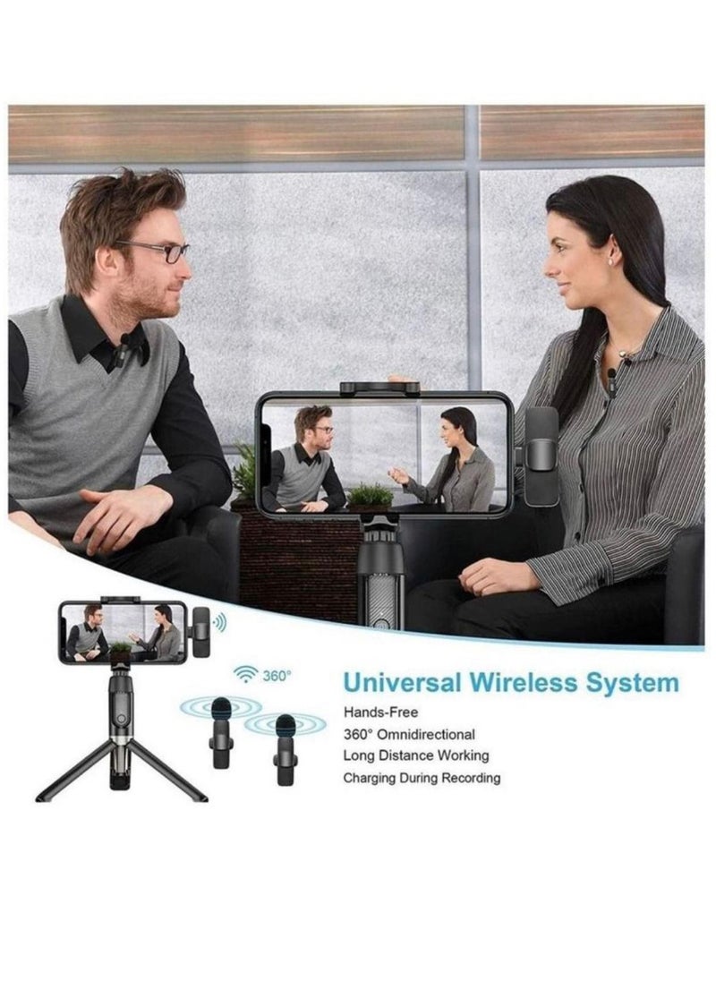 K9 - 2in1 Bluetooths Mic K9 Wireless Collar Microphone Dual Lapel Lavalier Mic for Noise Reduction Vlogging Interview Live Streaming YouTube Video Broadcast With 2 Mic Receiver for iPhone and Android - Image 1