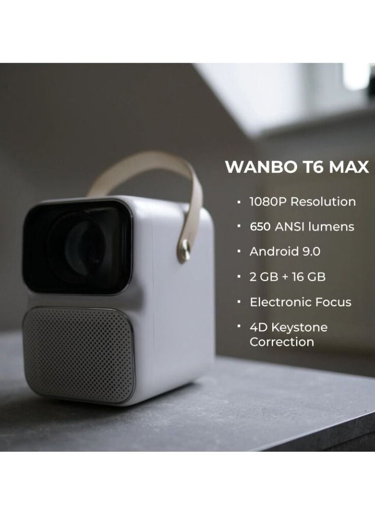 wanbo - T6 MAX Projector 4K 1080P Android 9.0 Mini Projector 550ANSI Lumens 2+16G 5G WiFi BT5.0 Projector AI Voice Home Theater - Image 1