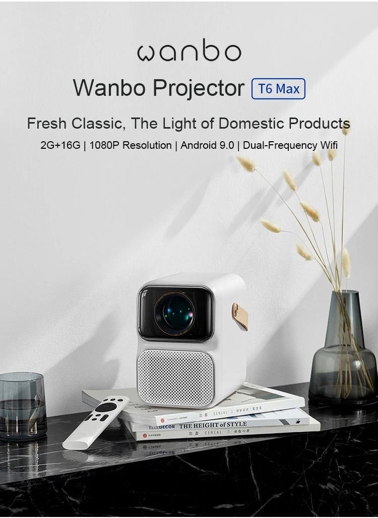 wanbo - T6 MAX Projector 4K 1080P Android 9.0 Mini Projector 550ANSI Lumens 2+16G 5G WiFi BT5.0 Projector AI Voice Home Theater - Image 1