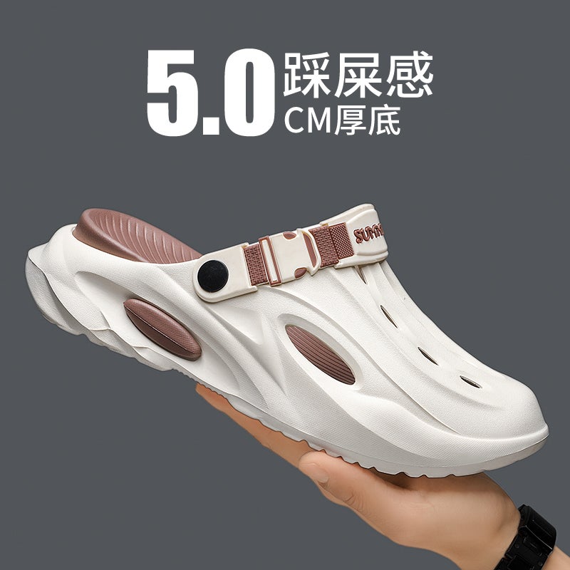 Hole Shoes Men'S 2024 Style Outer Wear Sports Thick Sole Driving Outdoor Seaside Beach Coconut Sandals - Image 4