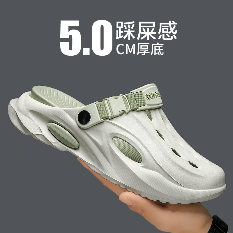 Hole Shoes Men'S 2024 Style Outer Wear Sports Thick Sole Driving Outdoor Seaside Beach Coconut Sandals - Image 2