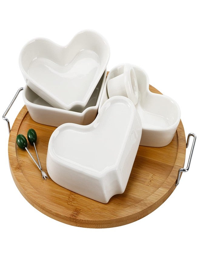 ZEAYEA 11 Inch Appetizer Serving Tray with Holder, Ceramic Divided Serving Platter with Food Picks for Christmas, Relish Tray for Chips and Dip, Veggies, Candy and Snacks, Parties, White - Image 4