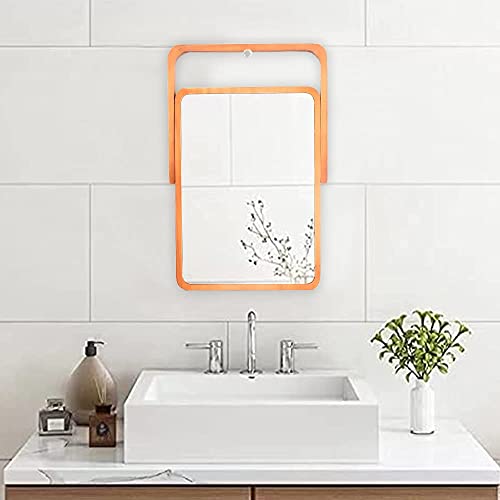 LOTIKO Wood Makeup Mirror,Rectangle Desk Makeup Mirror, Wall-Mounted Mirrors for Living Room, Bedroom, Shaving Cosmetic Mirror - Image 5