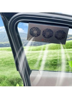 AROAQ Car Solar Vent Fan Three Hood Auto Exhaust Radiator Solar Car Desuperheater Powerful Air Cooler White Mini  - Image 1