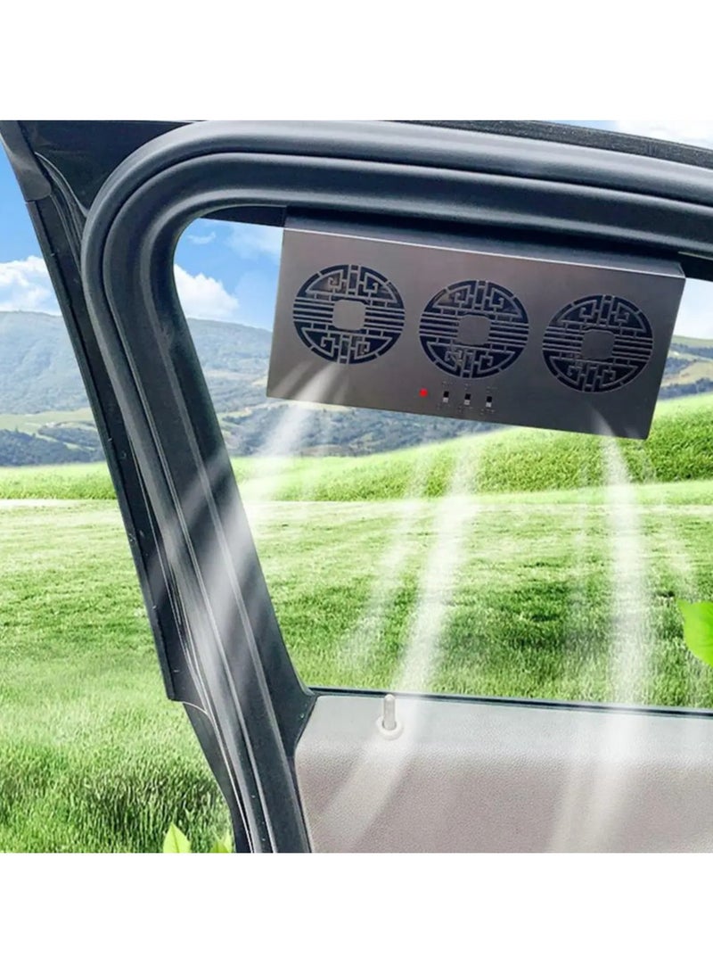 ارواق مروحة تهوية للسيارة تعمل بالطاقة الشمسية بثلاثة غطاء محرك السيارة العادم المبرد بالطاقة الشمسية مبرد هواء قوي أبيض صغير - Image 1