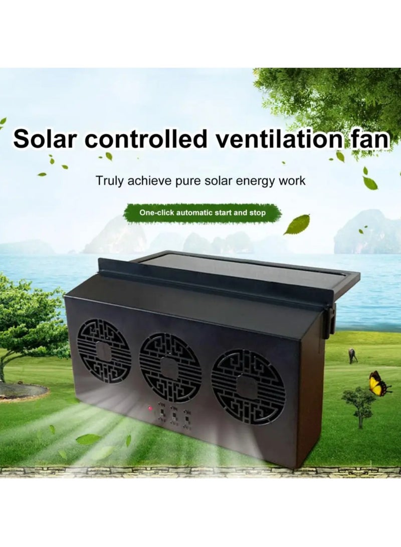 ارواق مروحة تهوية للسيارة تعمل بالطاقة الشمسية بثلاثة غطاء محرك السيارة العادم المبرد بالطاقة الشمسية مبرد هواء قوي أبيض صغير - Image 2